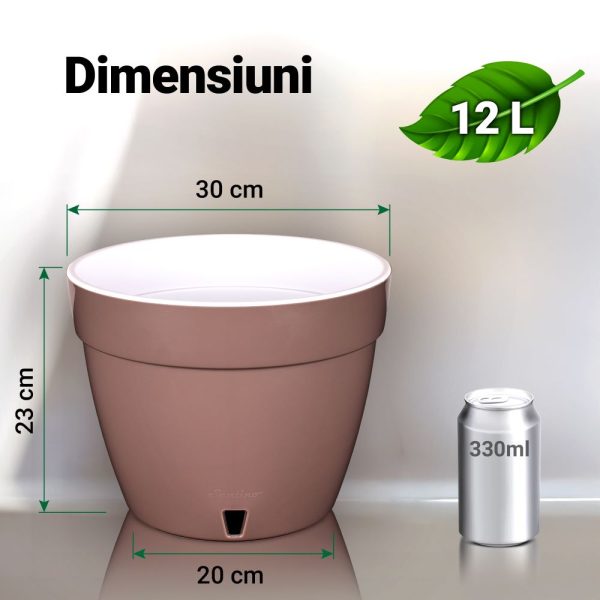Ghiveci Happy Plants Asti - verde-auriu-alb 12 litri (23cm)