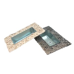 Platou dreptunghiular zinc cu ratan