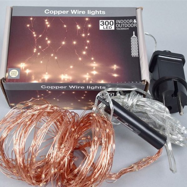Instalatie 300 leduri lumina calda cupru interior/exterior - imagine 1