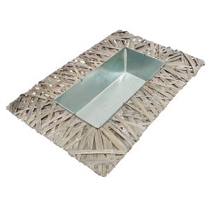 Platou dreptunghiular zinc cu ratan - imagine 2