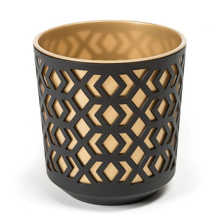 Ghiveci Lamela Aztek - Set planter - Auriu cu Negru 25 cm