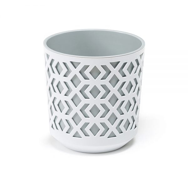 Ghiveci Lamela Aztek - Set planter - Alb cu Gri 25 cm