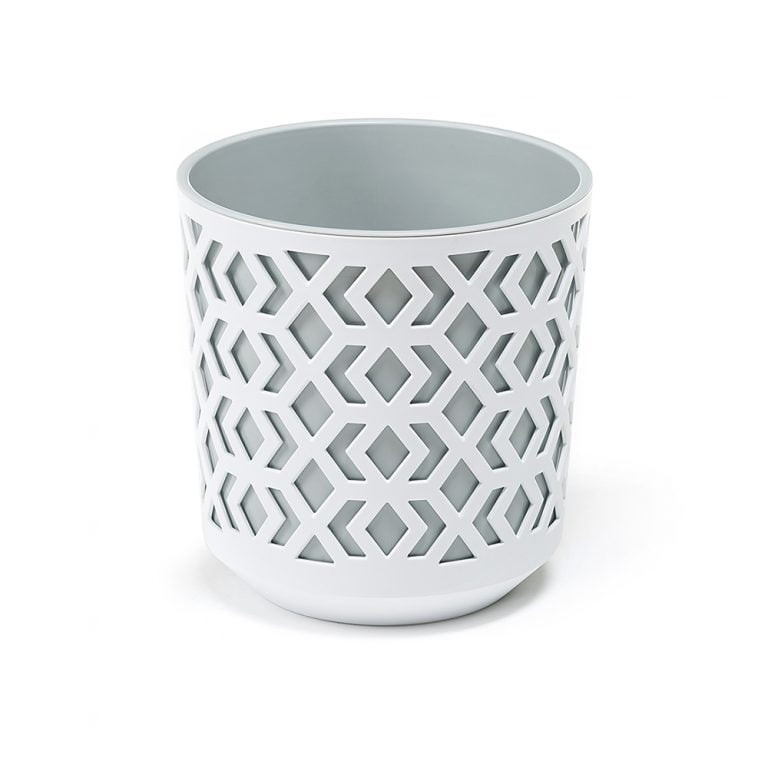 Ghiveci Lamela Aztek - Set planter - Alb cu Gri 25 cm