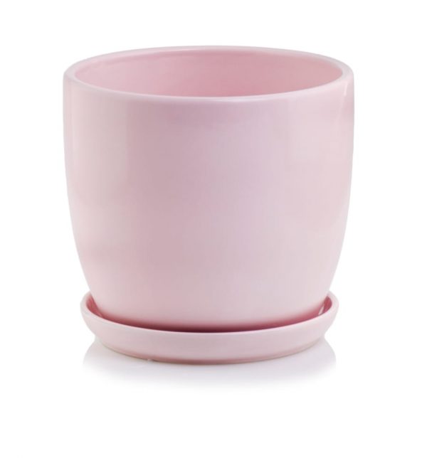 Ghiveci ceramica cu farfurie roz