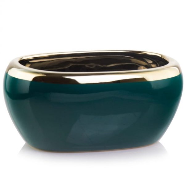 Ghiveci ceramica oval Rynna auriu verde