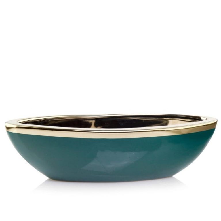 Ghiveci ceramica barca Lodka auriu-verde