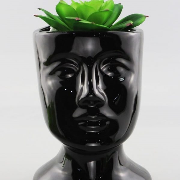 Ghiveci Figurina Ceramica Negru D 9 cm