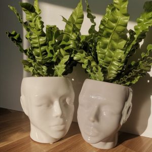 Ghiveci Figurina Ceramica Alb