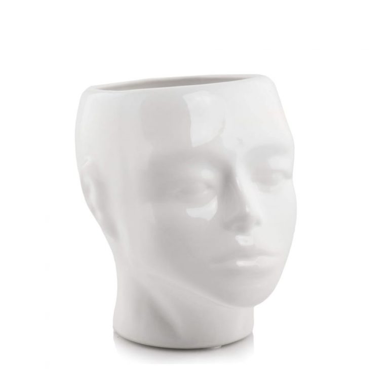 Ghiveci Figurina Ceramica Alb