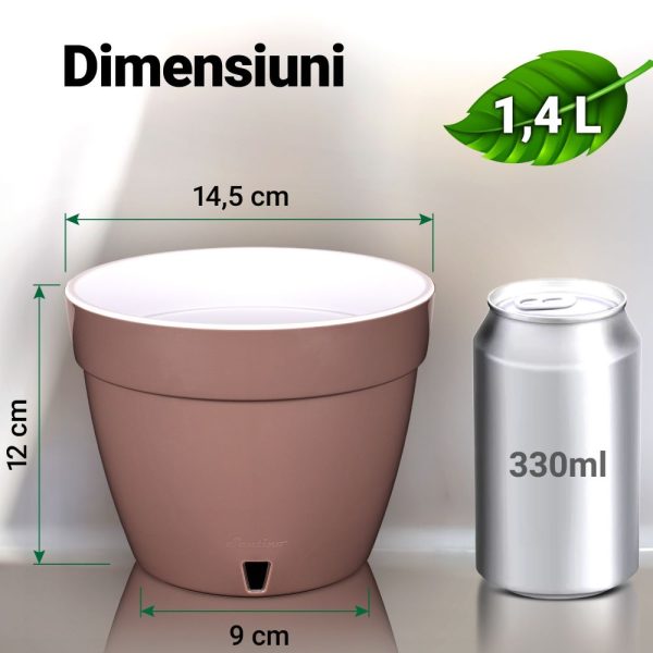 Ghiveci Santino Asti - alb-negru 1.4 litri (16 cm)