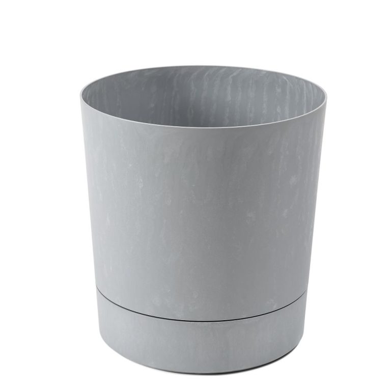 Ghiveci Lamela Eco Aura cu farfurie - Gri Beton