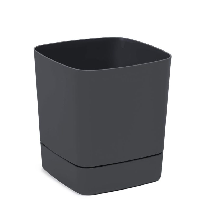 Ghiveci Lamela Clima Eco cu farfurie - Antracit 16 cm