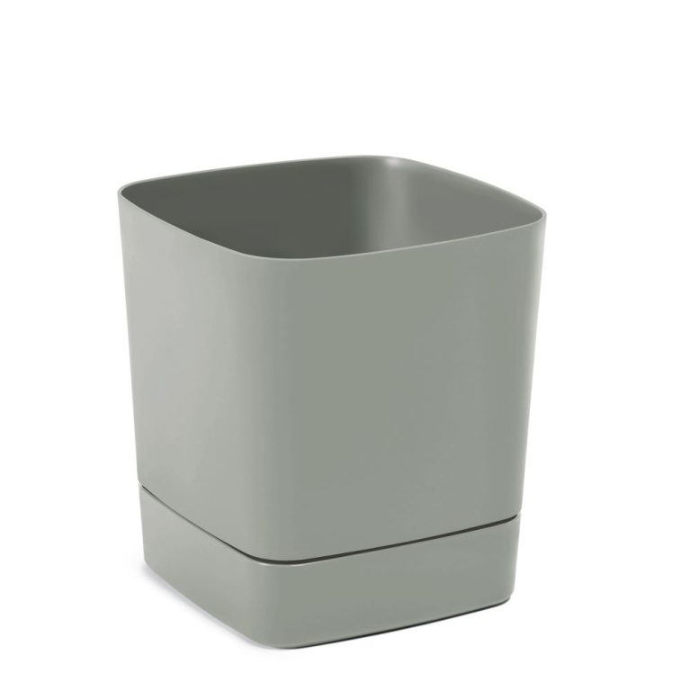 Ghiveci Lamela Clima cu farfurie - Gri Verde 16 cm