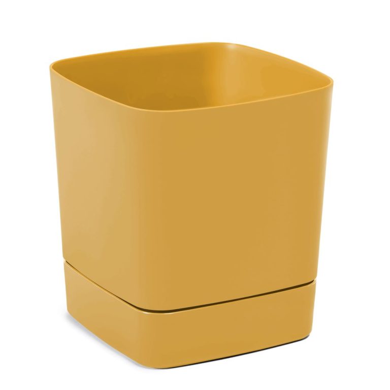 Ghiveci Lamela Clima cu farfurie - Mustar 16 cm